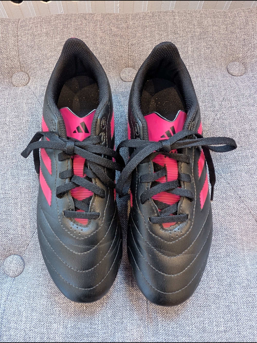 Adidas Kids Black and Pink Cleats